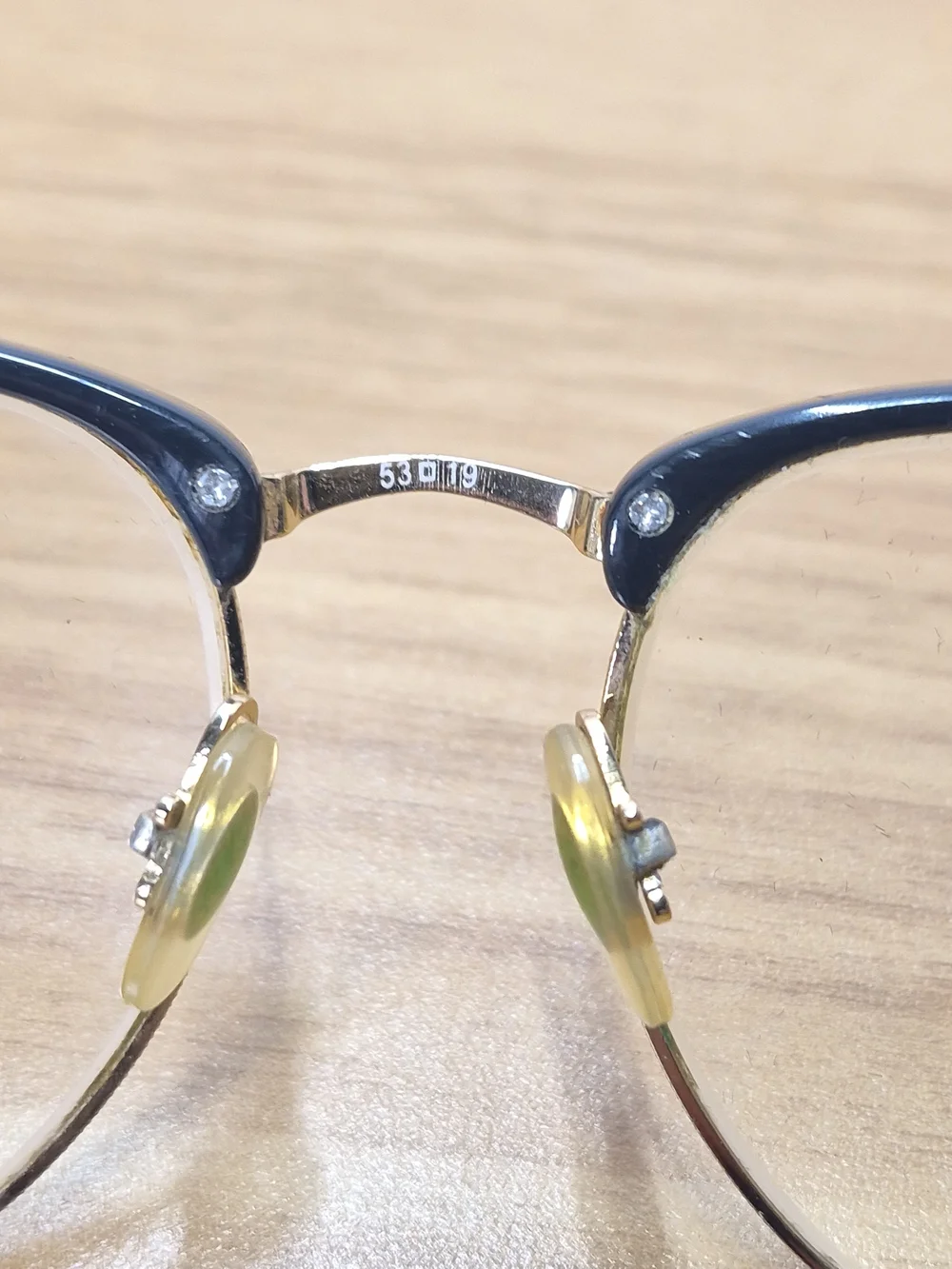 ​Vintage Ray-Ban Clubmaster Style Black Gold Eyeglass Frames 53-19 Optical